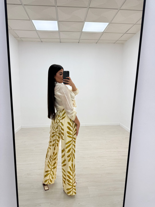 PANTALÓN FLUIDO HOJAS AMARILLO